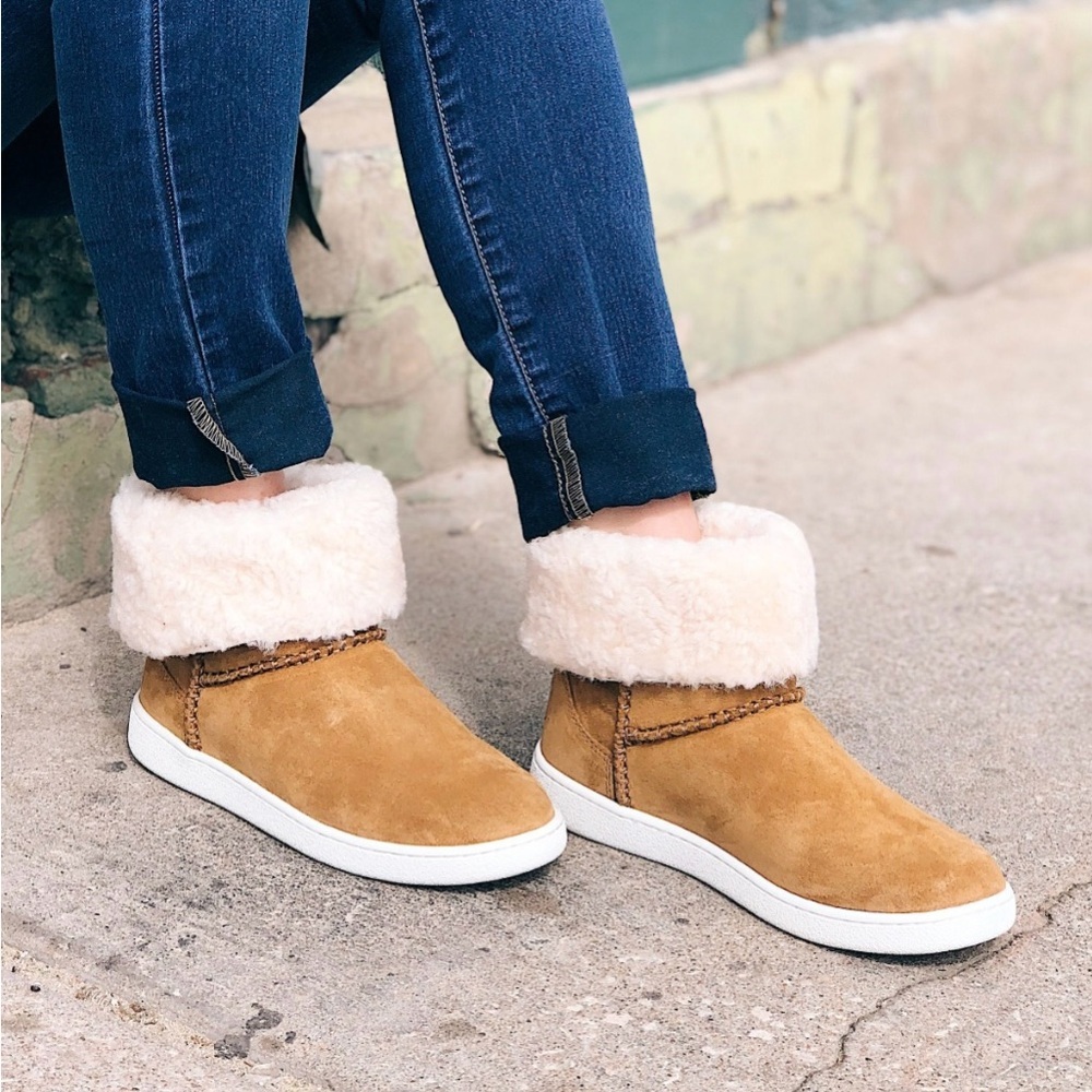 UGG Chestnut Ankle Boots with White Fur